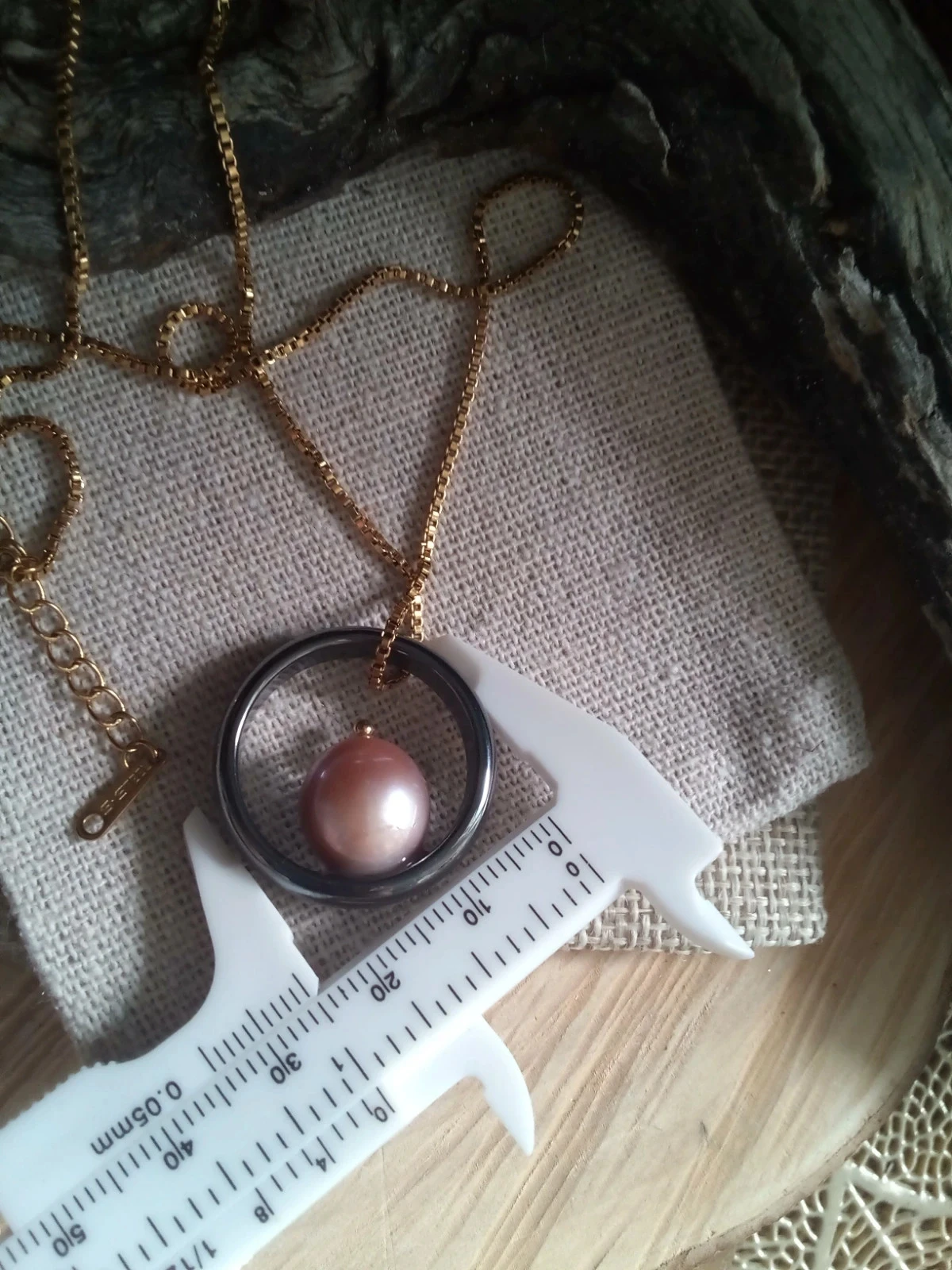 Hematiet ring ketting met natuurlijke zoetwaterparel – photo 3